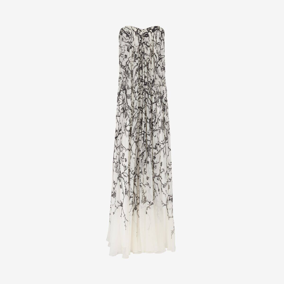 Alexander McQueen Women's White Cherry Branches Bustier Evening Dress - 8 (Silk)
